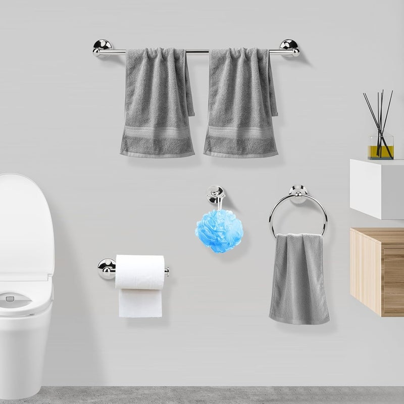 Ntipox 4 Piece Chrome Bathroom Hardware Accessories Set,Towel bar Set 23.6 Inch Towel Bar Set,Towel Rack Set,Bathroom Towel Holder Set - Image 3